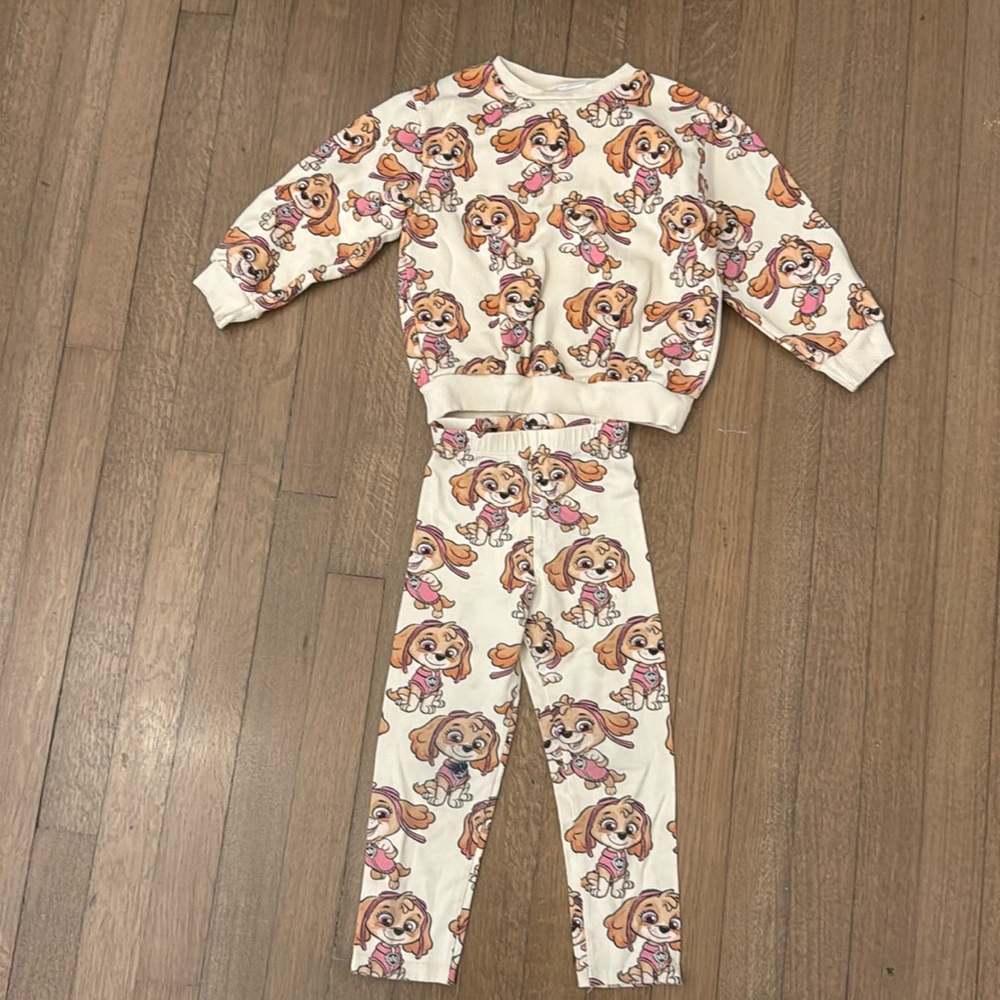 Paw Patrol girls 3-4 set from Zara.  Leggings and sweatshirt.